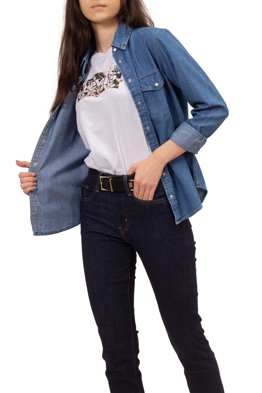 LEVI'S - Women's T-shirt with floral Batwing logo - Size XS-3