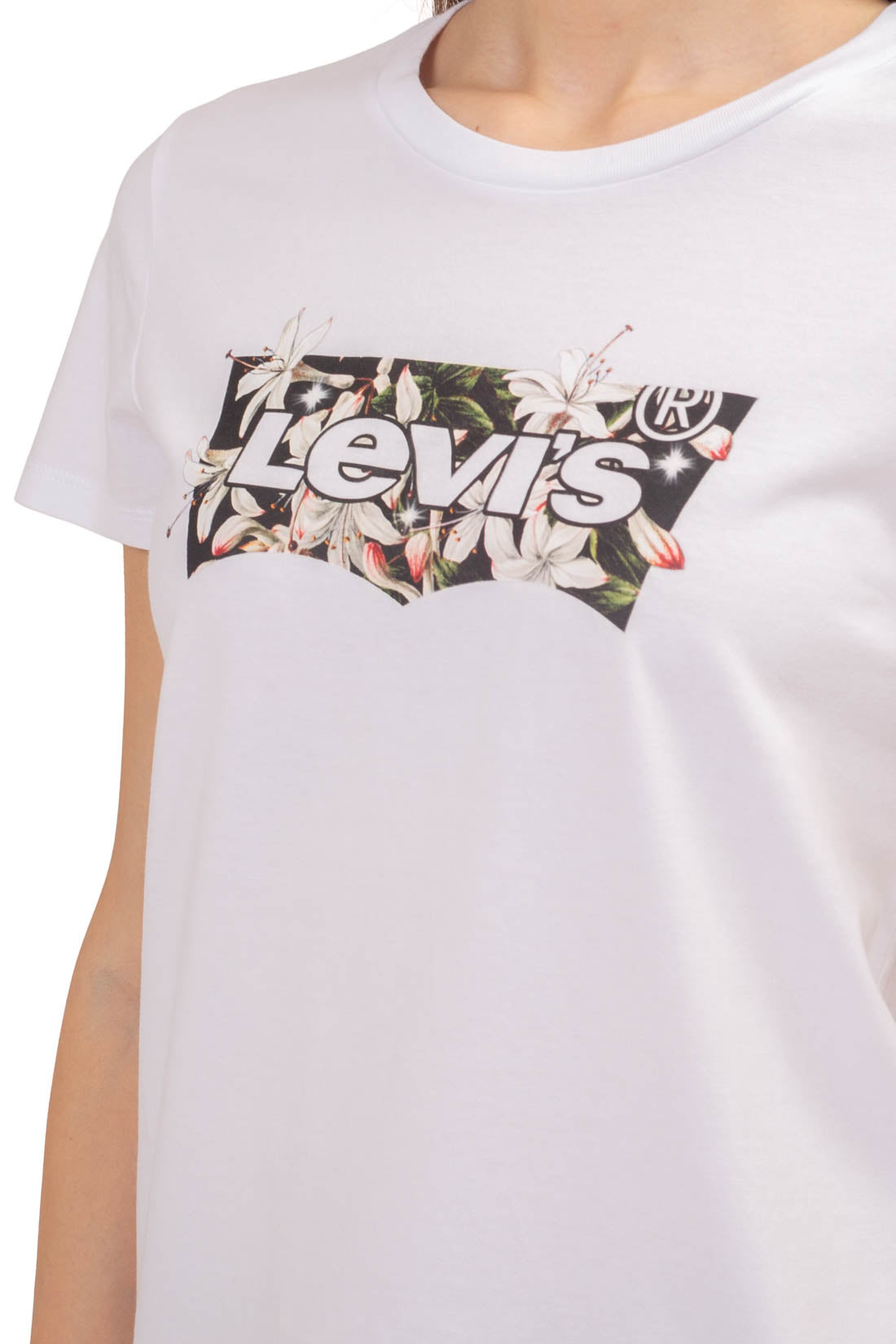 LEVI'S - Women's T-shirt with floral Batwing logo - Size XS-0
