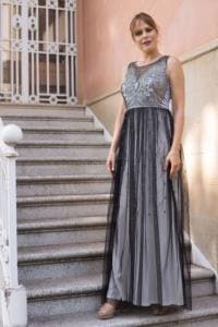 Ceylan Bcn maxi kjole til kvinder – elegant sort/sølv design