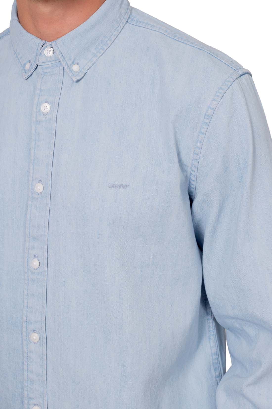 LEVI'S - Men's denim shirt with tonal logo-0