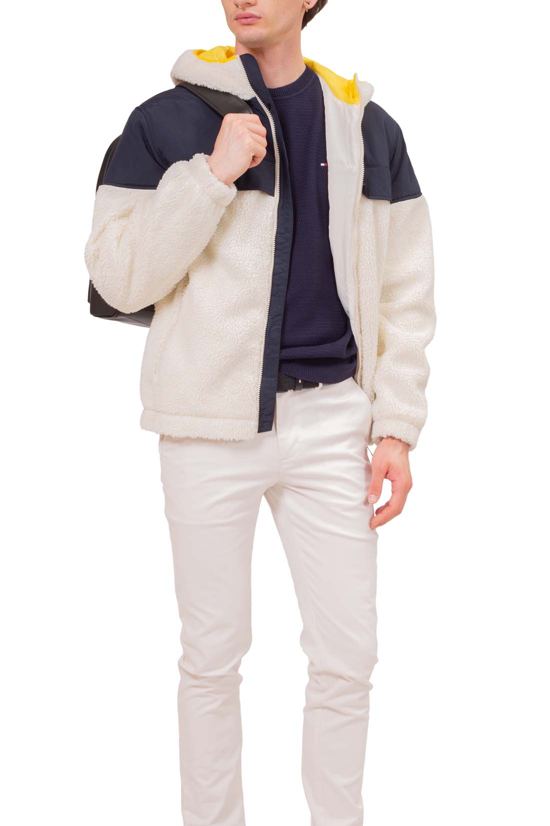 TOMMY JEANS - Men's sherpa relaxed jacket with logo patch - Size S-4