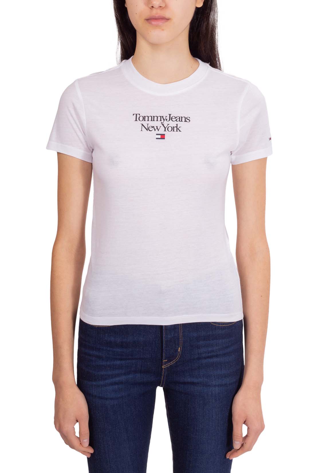 TOMMY JEANS - Women's short slim T-shirt with logo - Size S-9