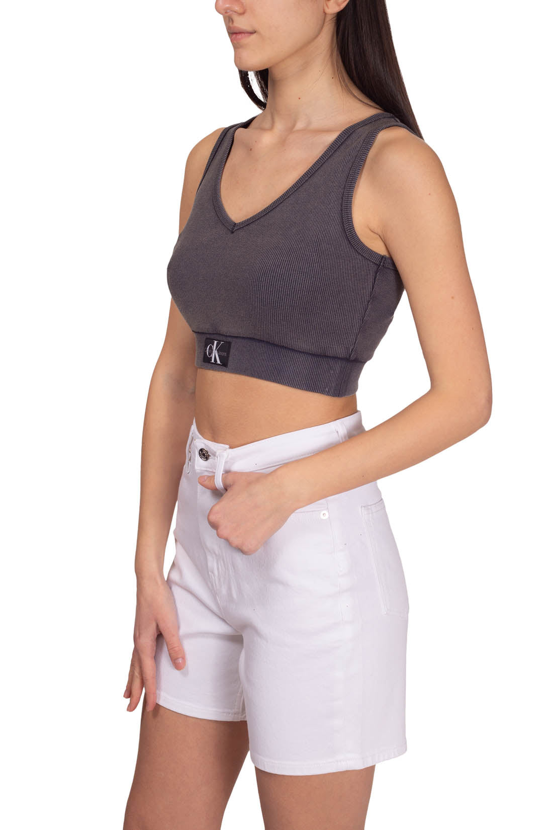 CALVIN KLEIN JEANS - Women's crop ribbed top-19