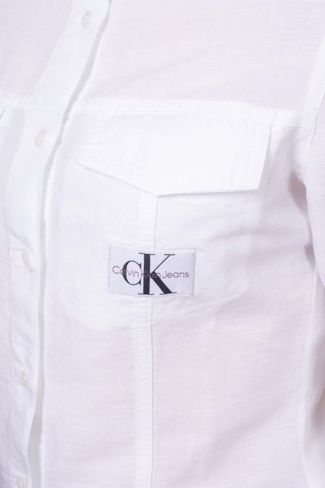 CALVIN KLEIN JEANS - Women's slim shirt in linen blend-0