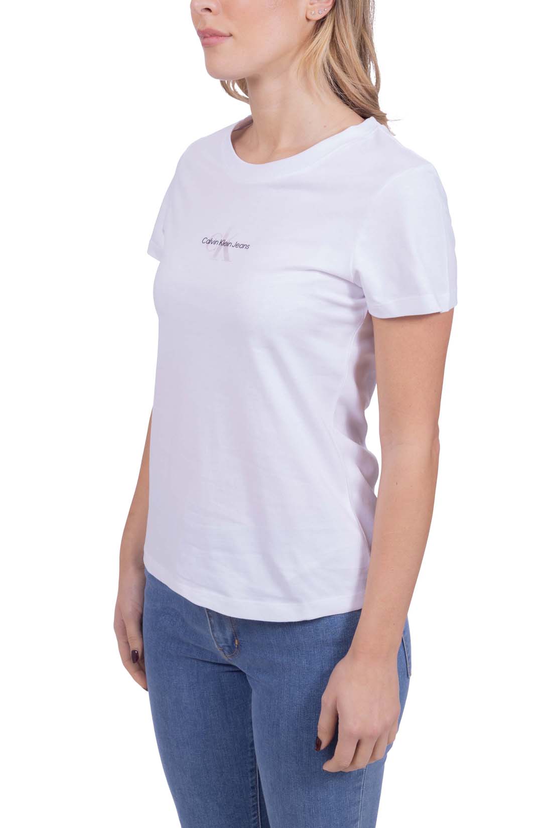 CALVIN KLEIN JEANS - Women's slim T-shirt with iridescent logo - Size M-9