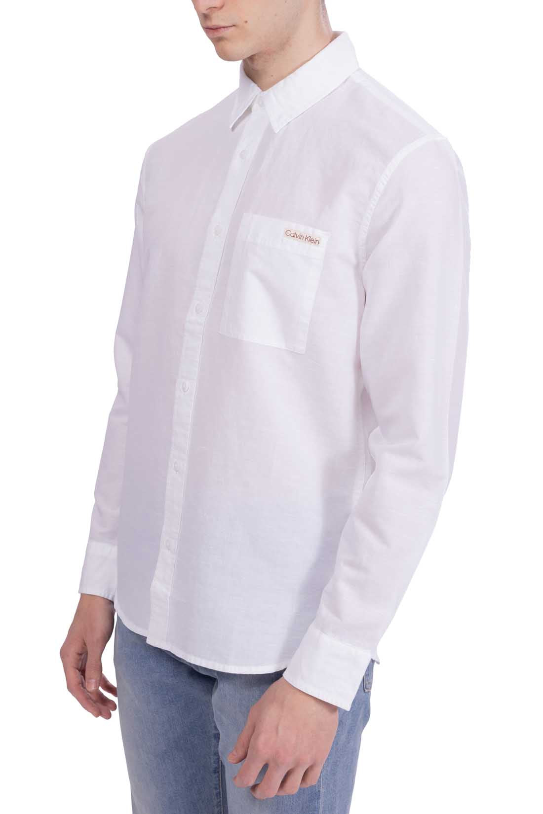 CALVIN KLEIN JEANS - Men's regular linen blend shirt-9