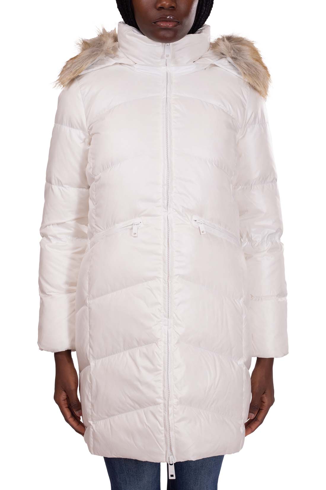 CALVIN KLEIN - Women's long down jacket with removable hood - Size-10