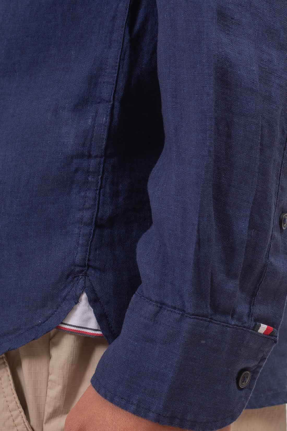 TOMMY HILFIGER - Men's regular linen shirt with logo - Size M-0