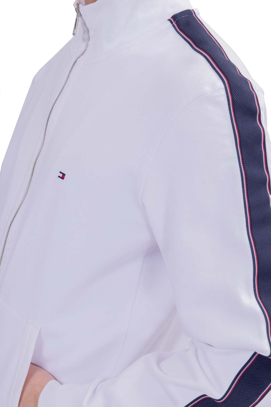 TOMMY HILFIGER - Men's summer sweatshirt with zip and side logo taping-0