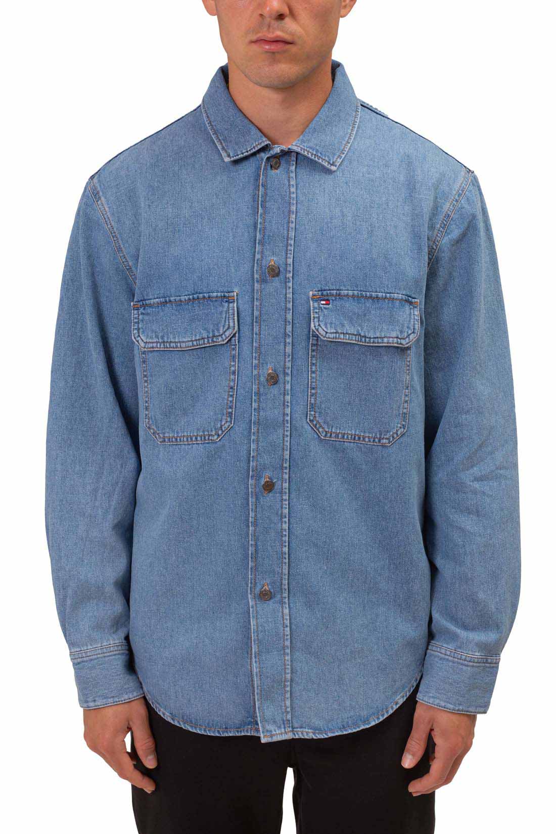 TOMMY HILFIGER - Men's relaxed denim shirt with logo-10