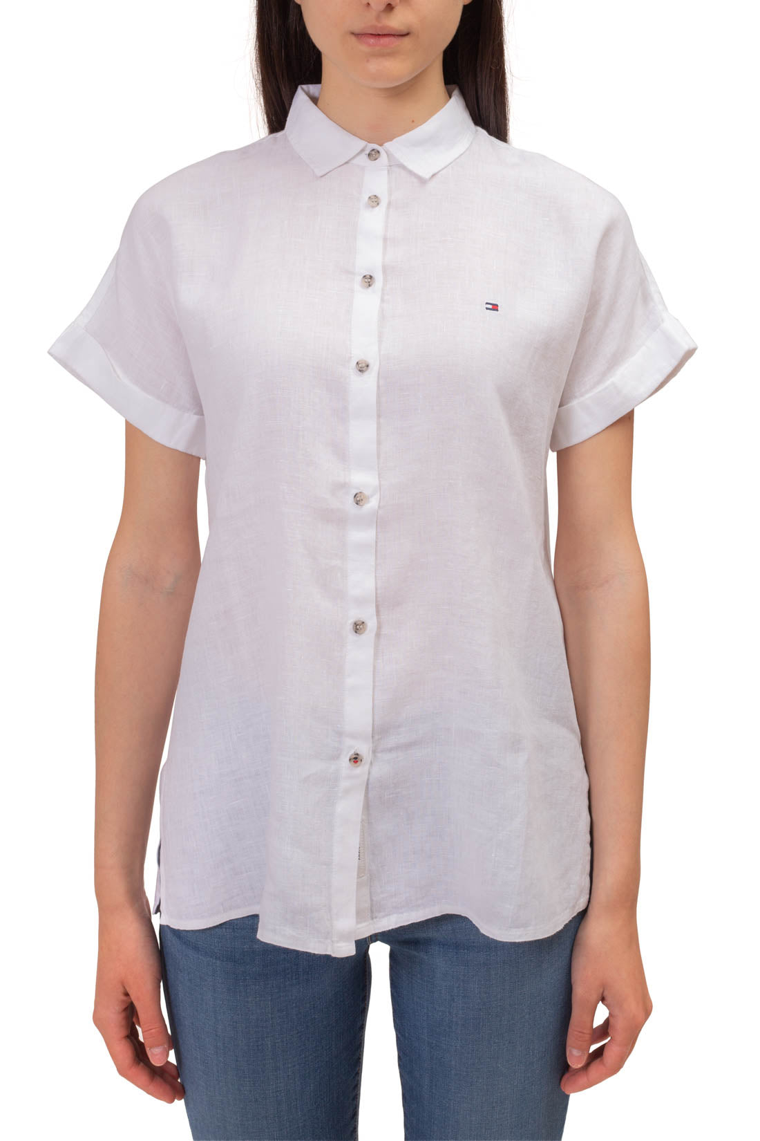 TOMMY HILFIGER - Women's relaxed shirt with side slits - Size 42-10
