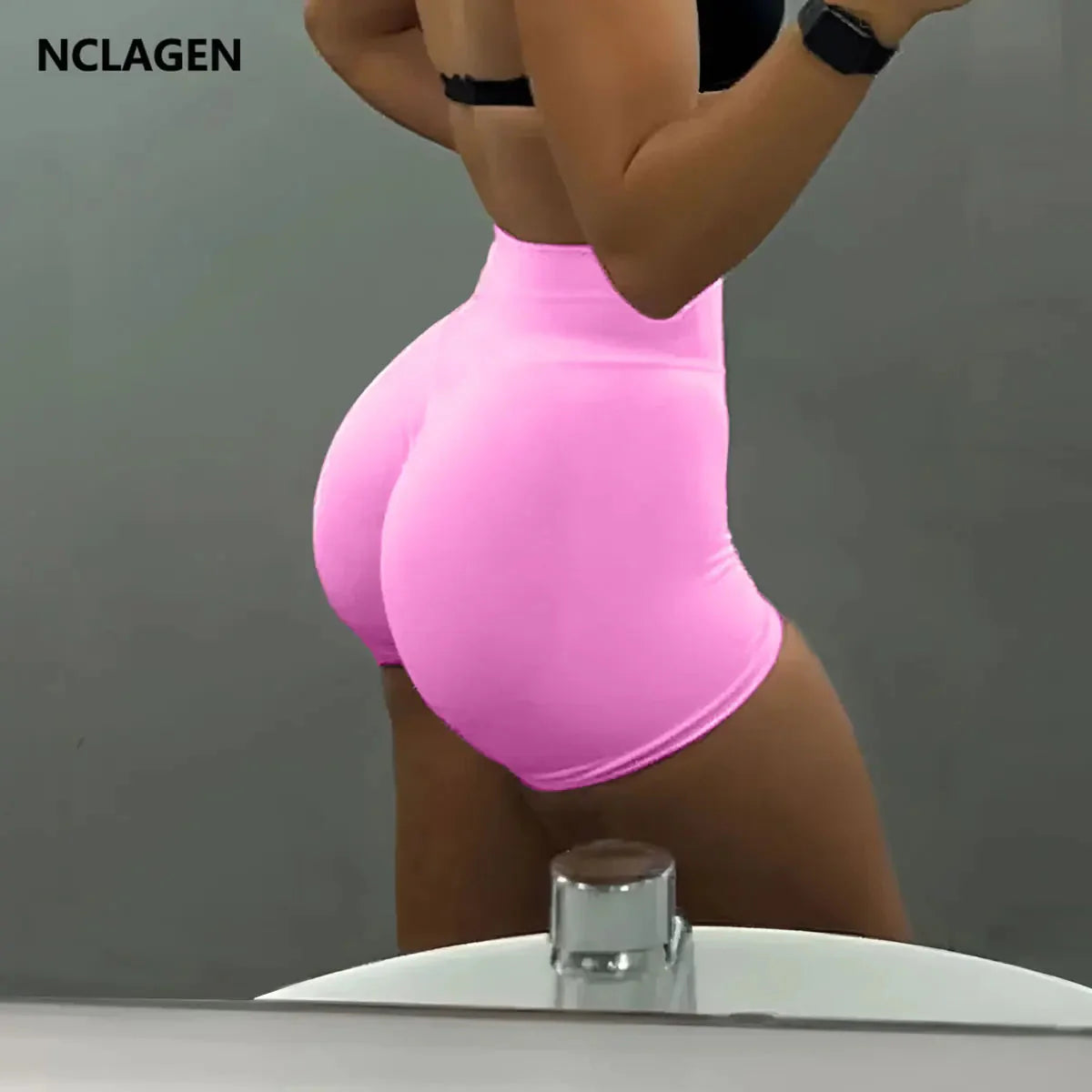 NCLAGEN Seamless Shorts 4.5" Gym Shorts Woman Scrunch Butt Fitness Sports Short Workout Seamless Leggings Running Yoga bottoms-0
