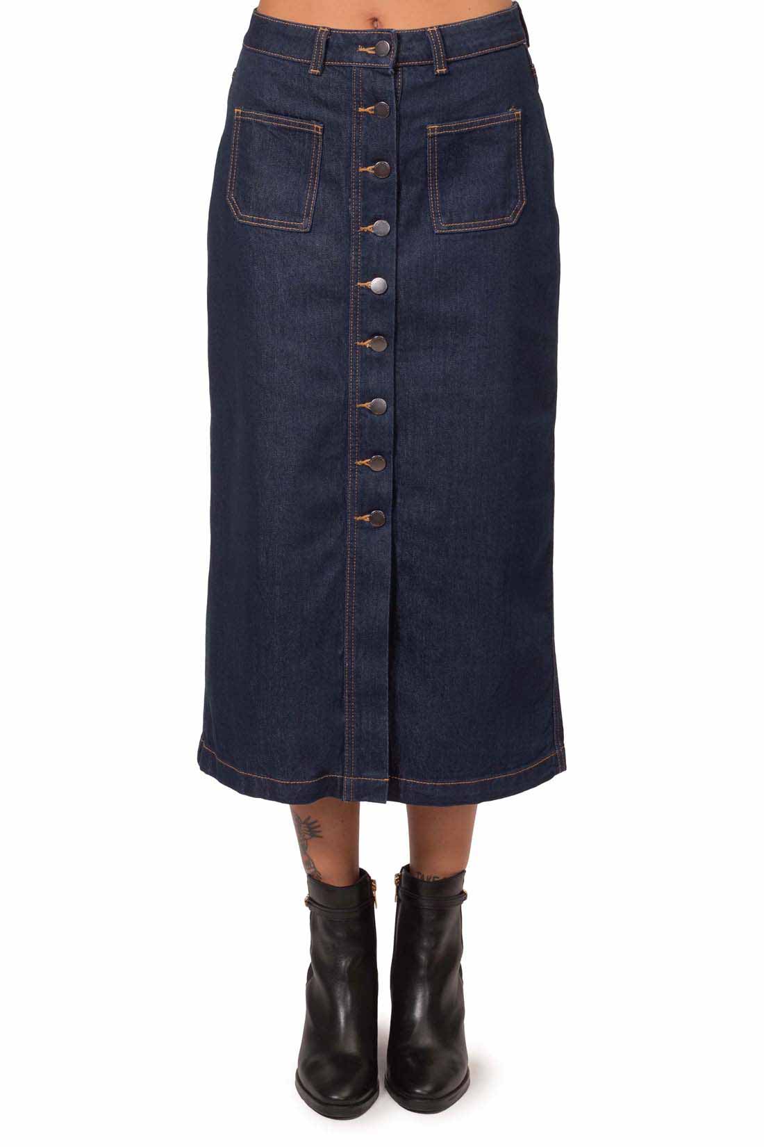 TIMBERLAND - Women's denim long skirt with buttons-9