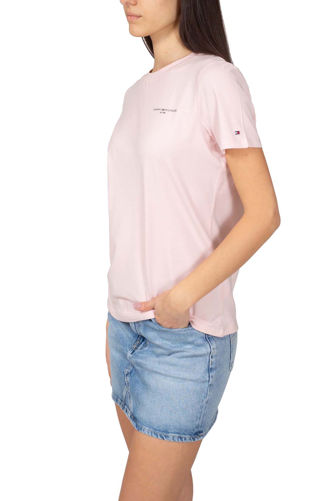 TOMMY HILFIGER - Women's regular T-shirt with small 1985 logo - Size L-19