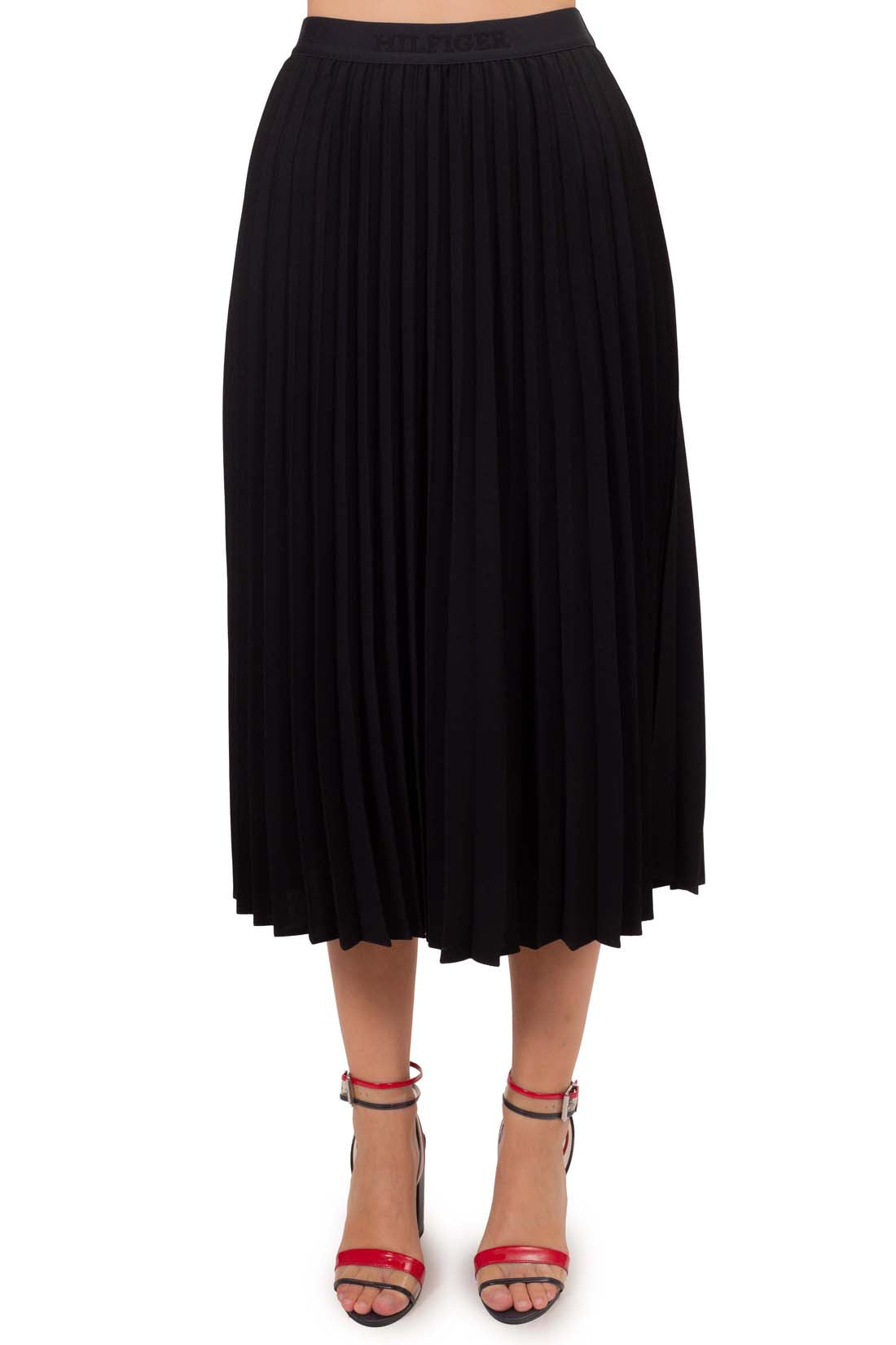TOMMY HILFIGER - Women's pleated midi skirt with elasticated waist-19