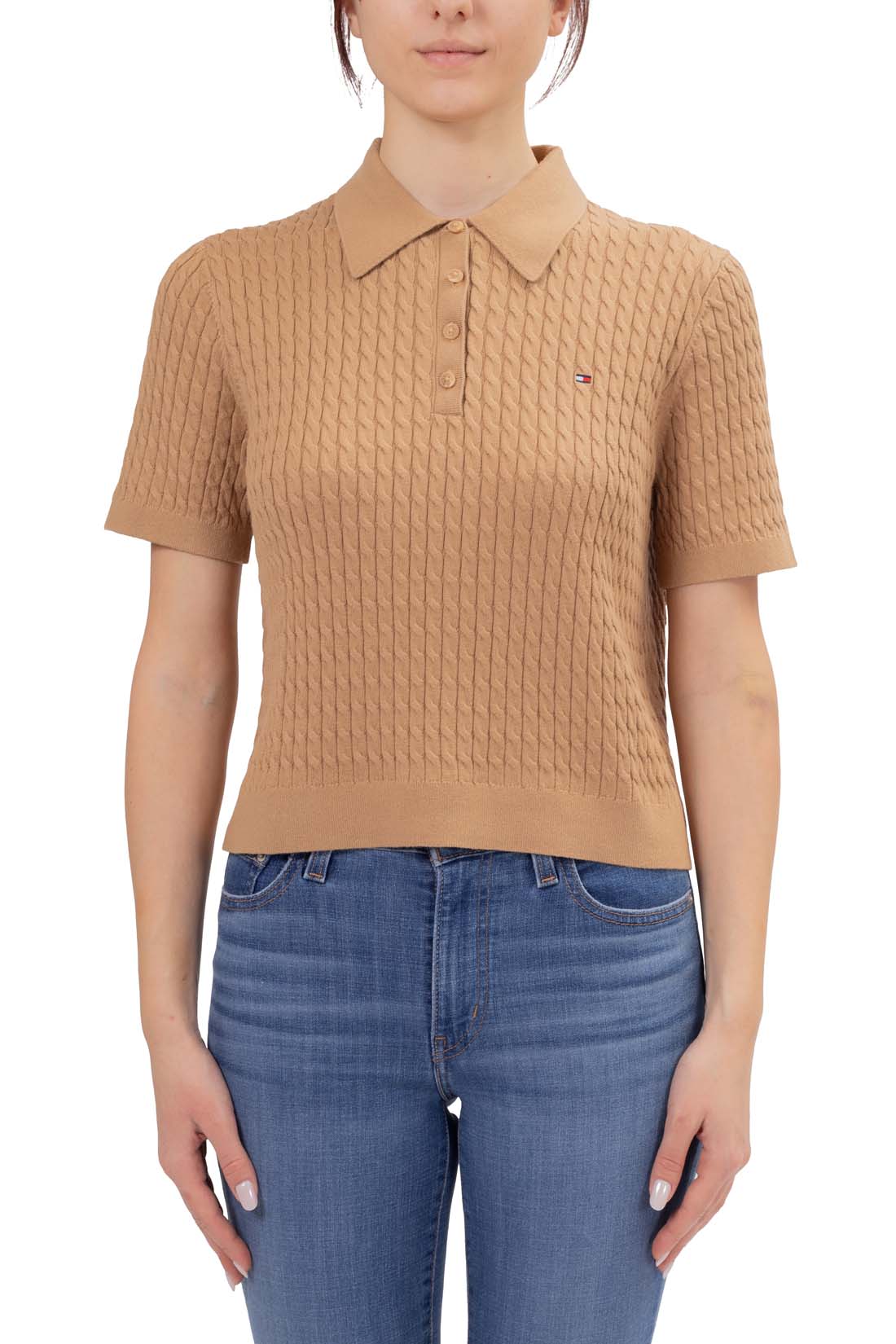 TOMMY HILFIGER - Women's cable polo shirt - Size L-19