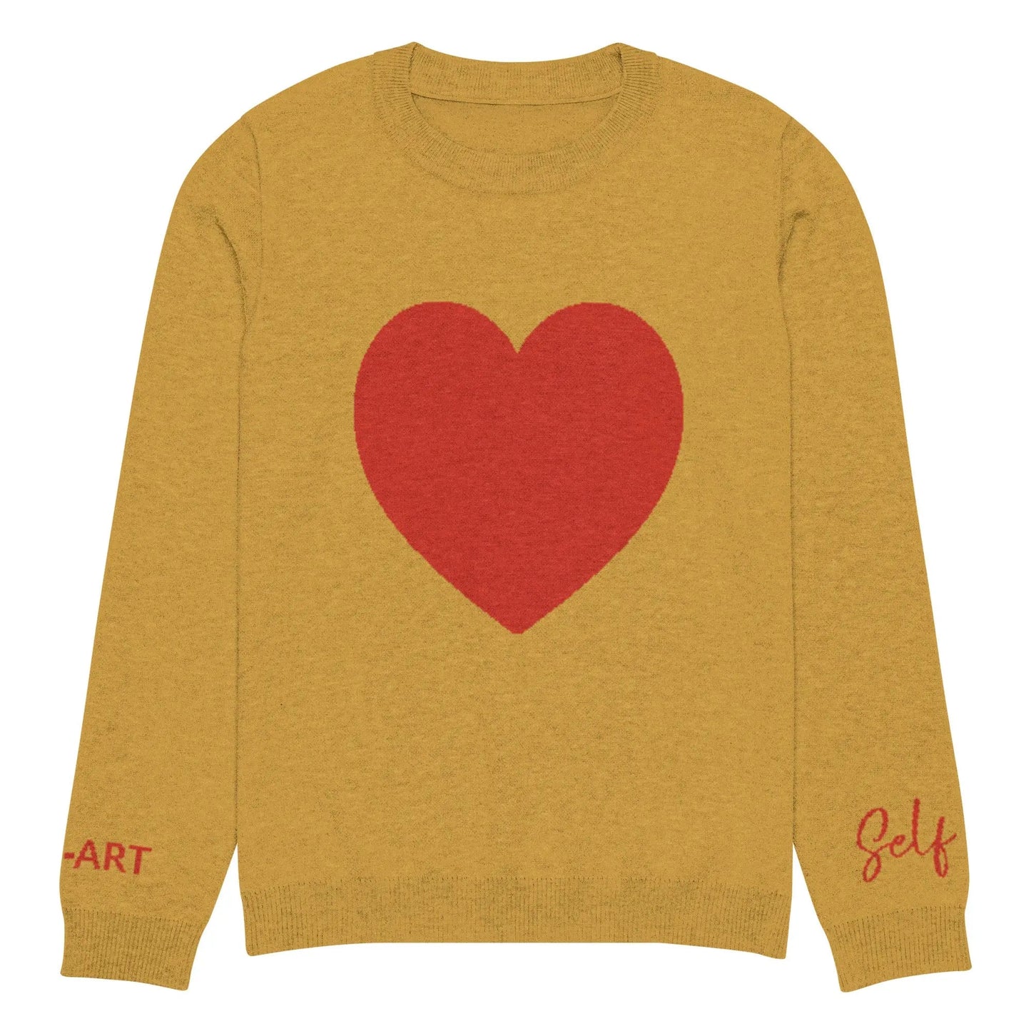 Heart - Knitted crew neck sweater MUSTARD-4