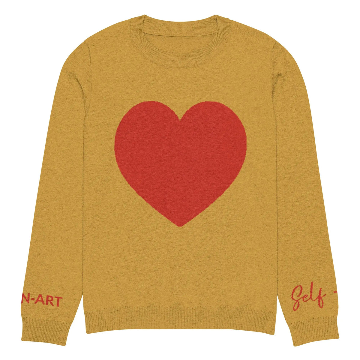 Heart - Knitted crew neck sweater MUSTARD-0