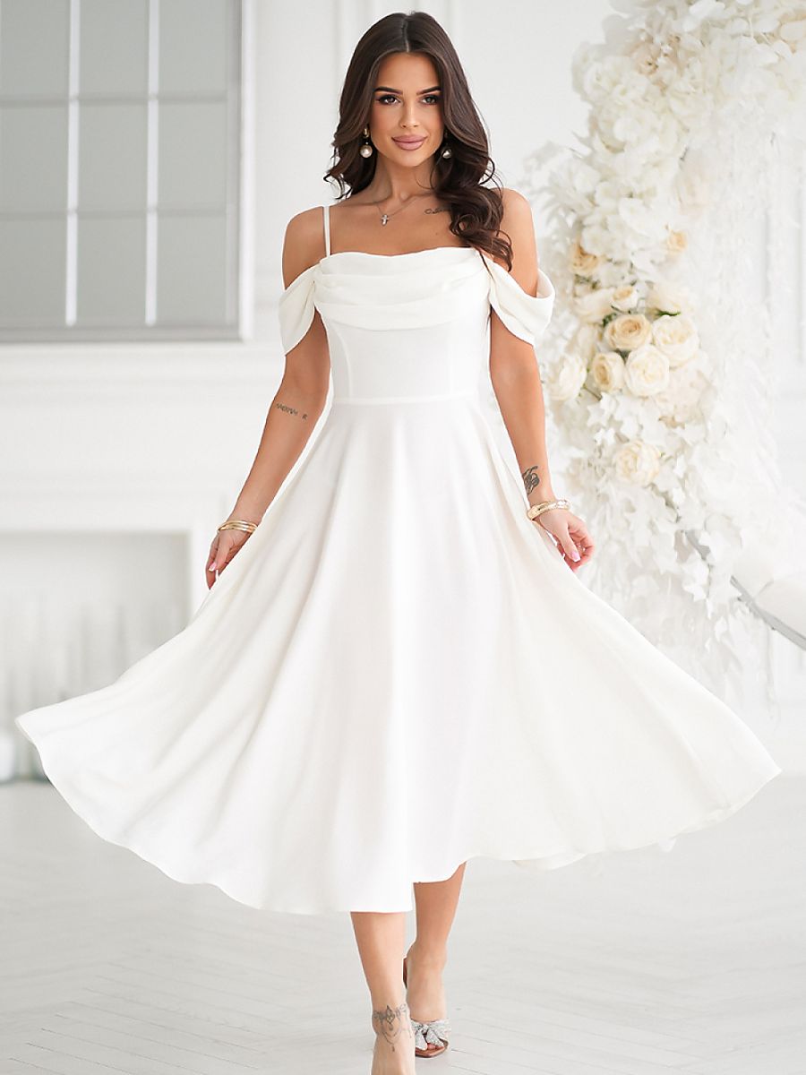 Bicotone midikjole til kvinder – elegant draperet design