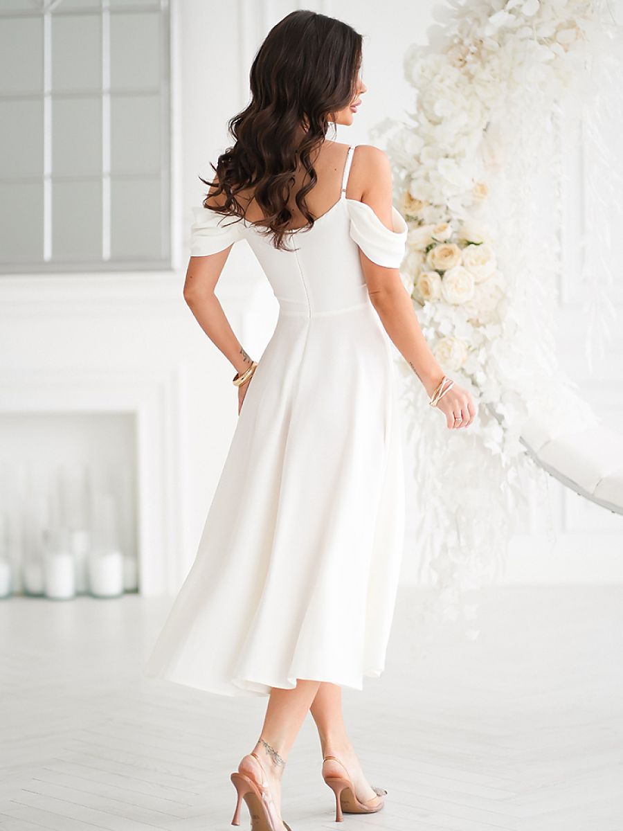 Bicotone midikjole til kvinder – elegant draperet design