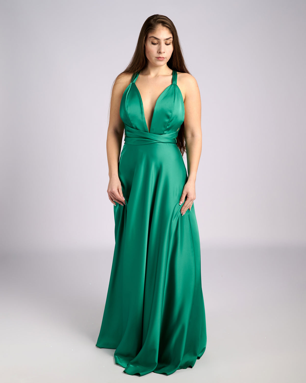 Jozephine Goddess Mint Green Satin Maxi Dress-0