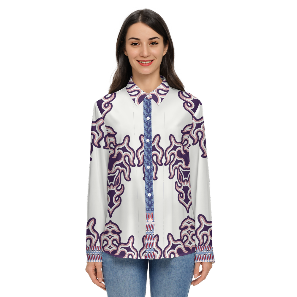 Women's Classic Long Sleeve Button-Up Shirt Silky-like Elegance-0