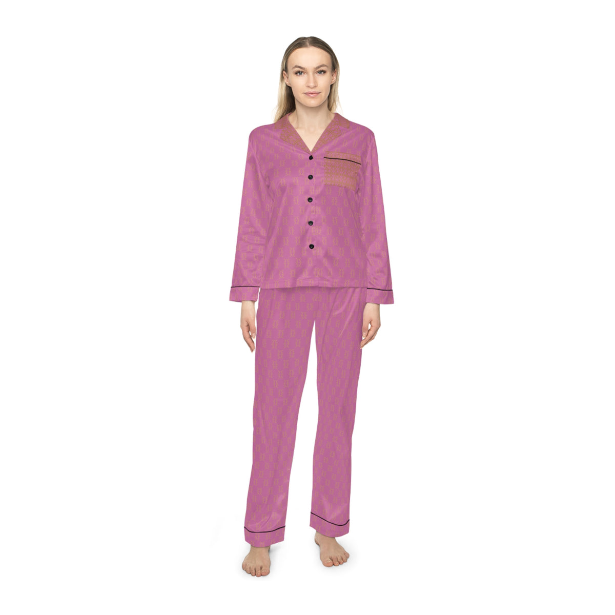 Women's Aphrodite Pink Satin Pajamas-0