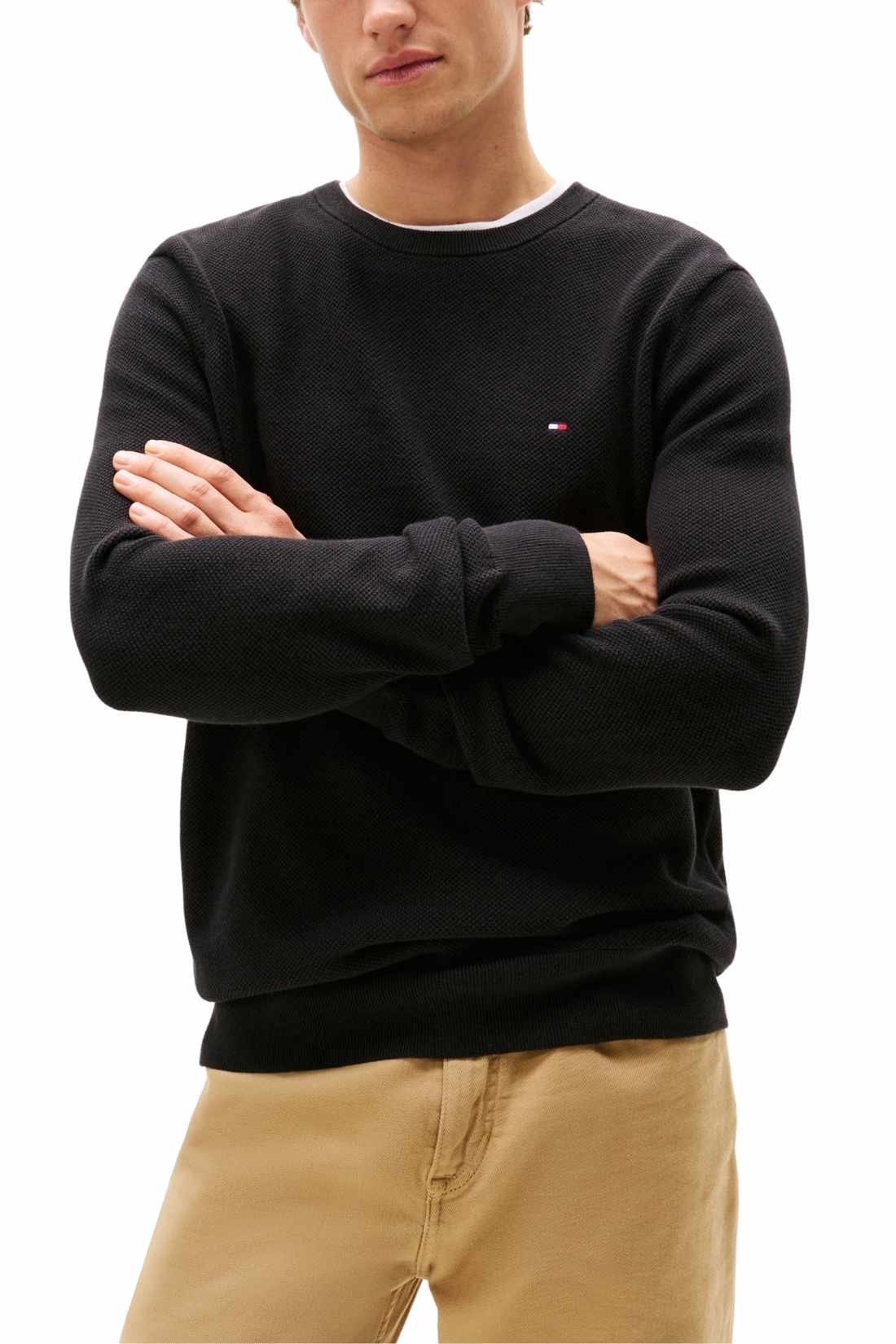 TOMMY HILFIGER - Men's pure cotton sweater with logo-0