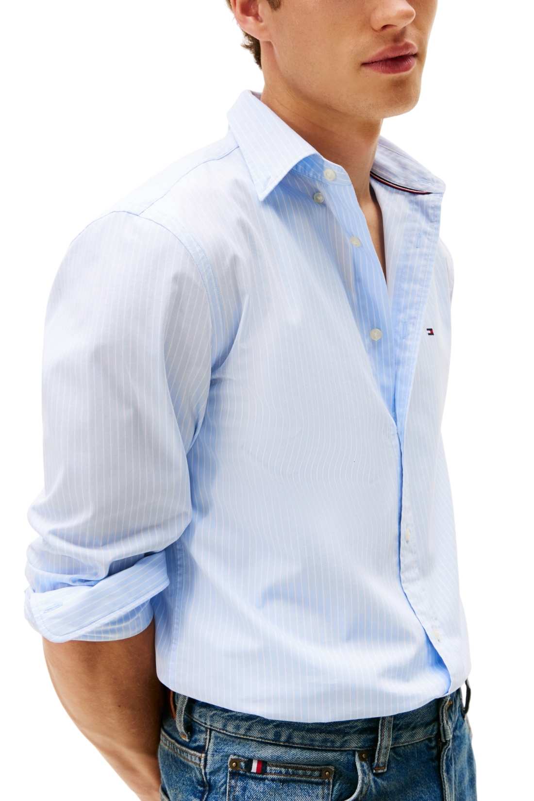 TOMMY HILFIGER - Men's striped poplin TH Flex shirt-3