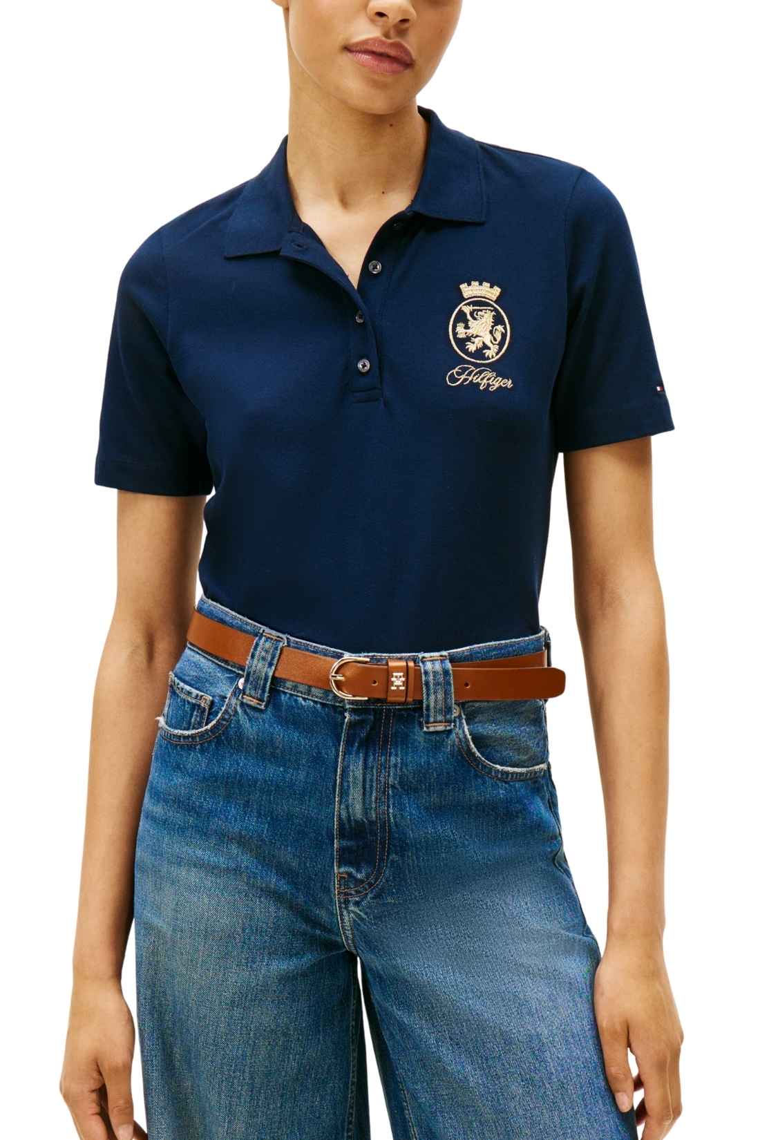 TOMMY HILFIGER - Women's regular polo shirt with logo - Size L-0
