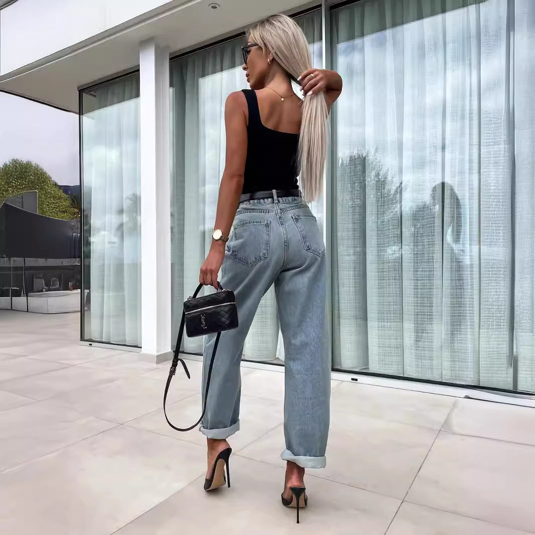 Street Hipster Casual Loose Women's Jeans-3