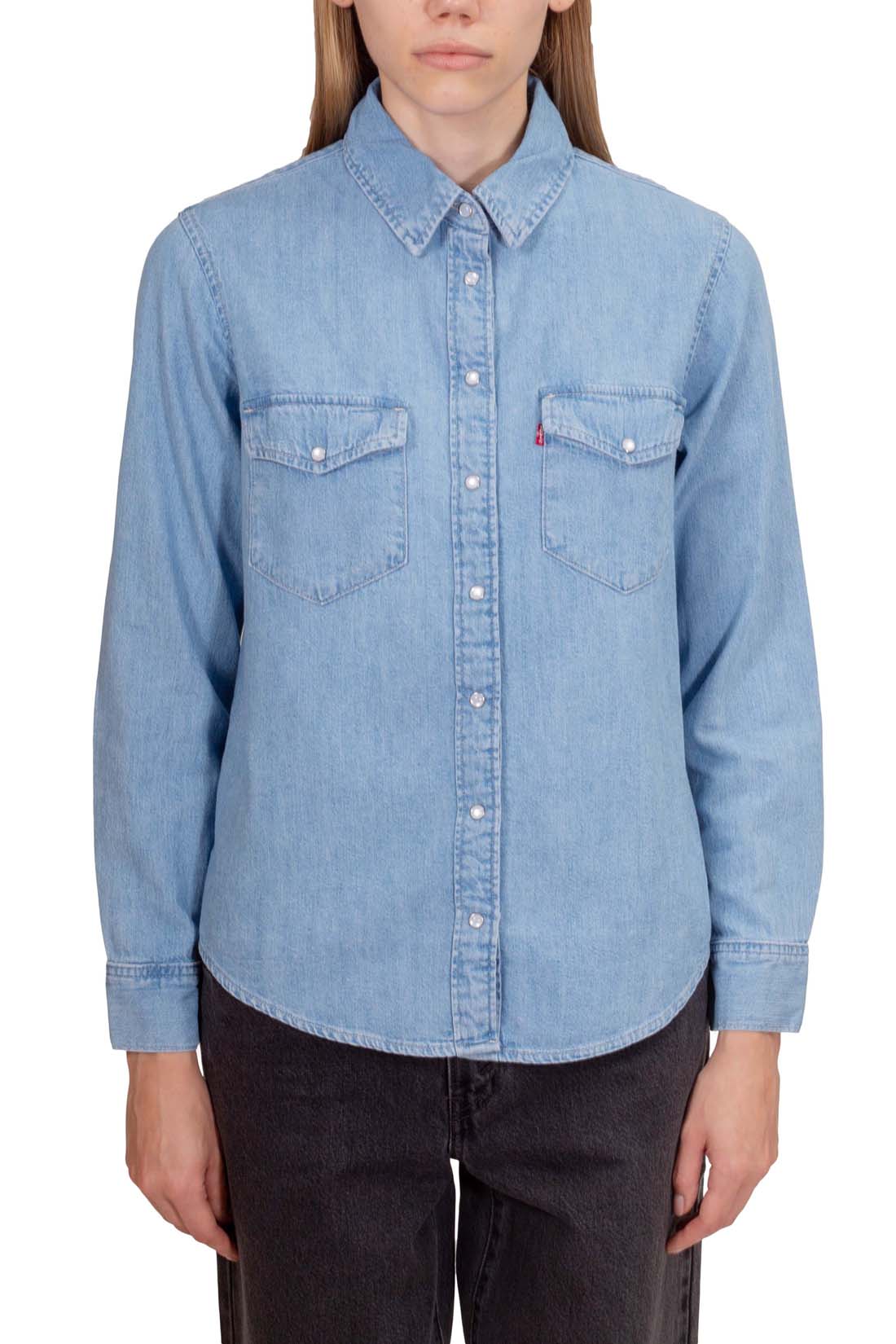 LEVI'S - Women's denim shirt with logo label-1