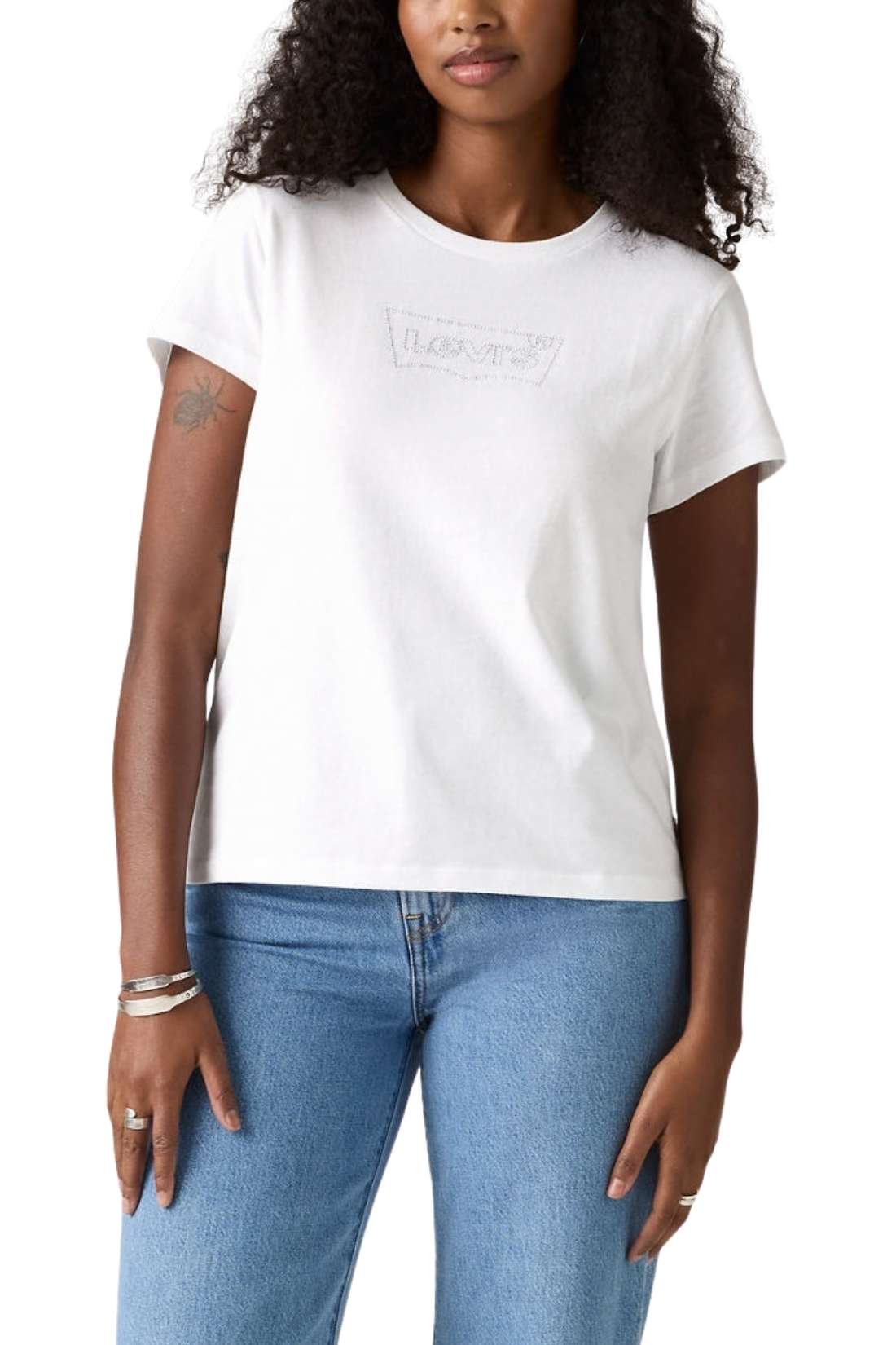 LEVI'S - Women's The Perfect T-shirt with rhinestones  - Size L-0