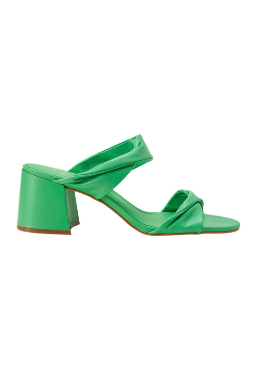 Xaxim Goat Green Leather Mules – 6.5cm Block Heel Slip-On-0