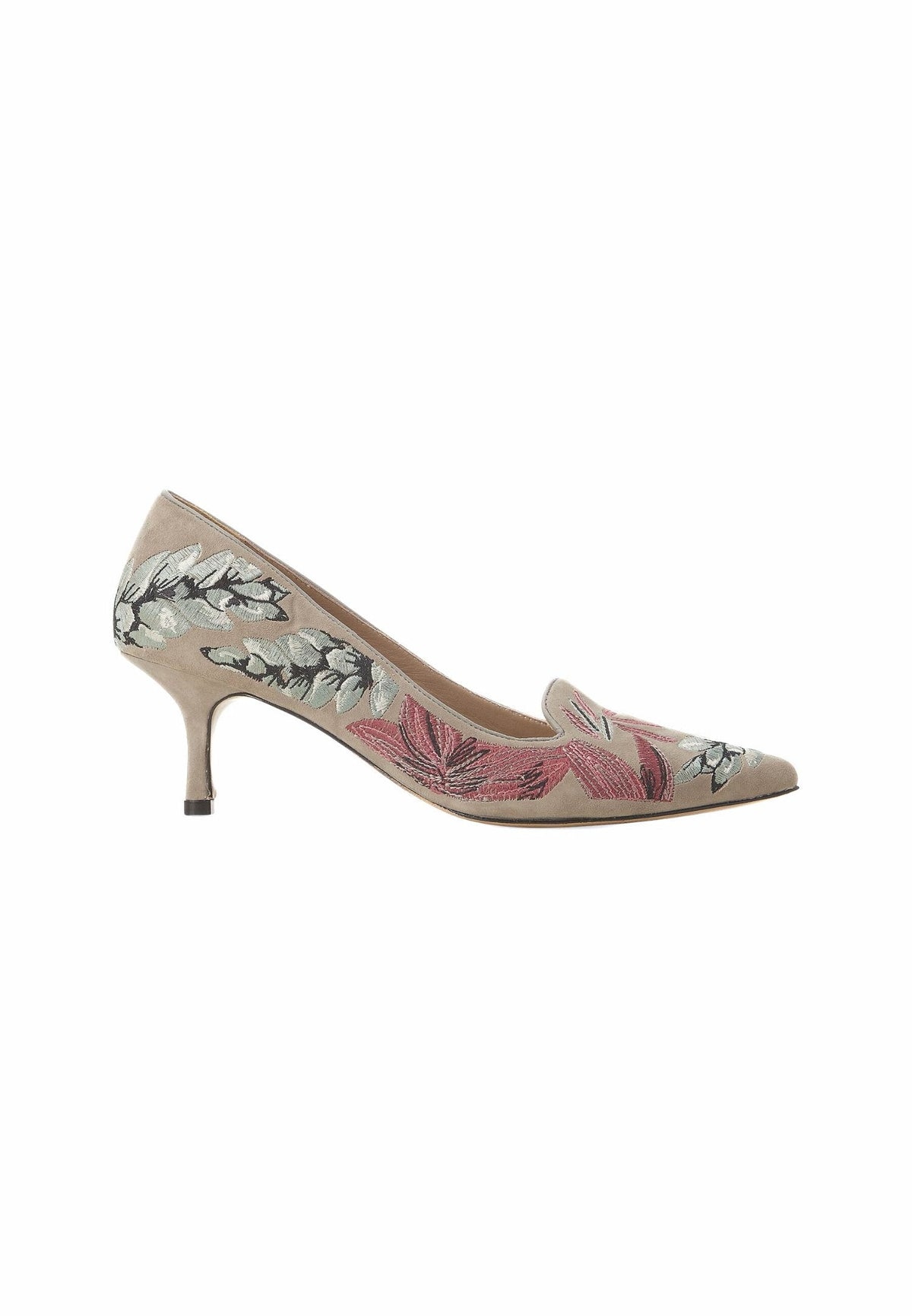 Mangará Atelier pumps til kvinder – grå ruskind med broderi