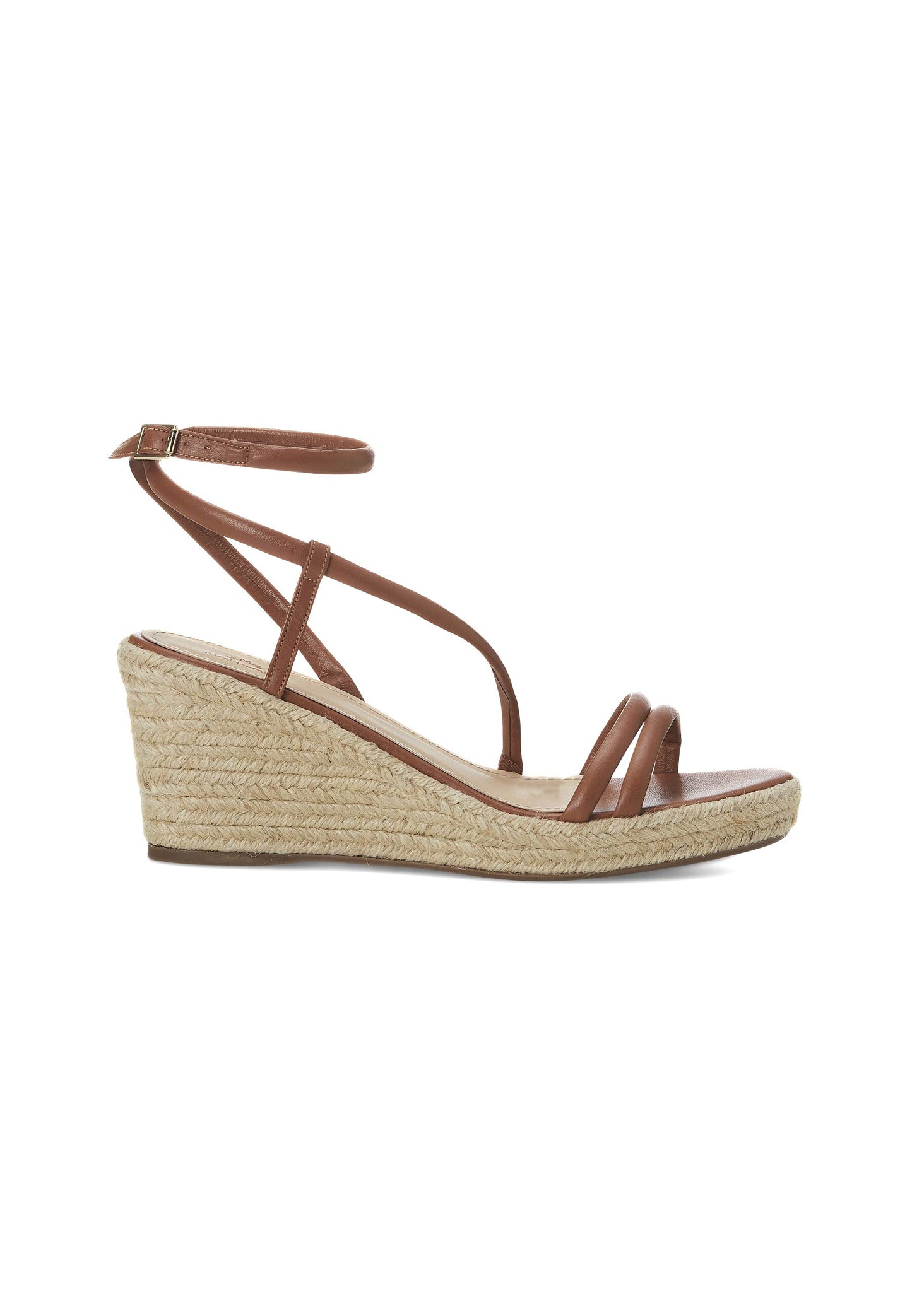 Romã Brown Leather Espadrille Wedges – Jute Platform
