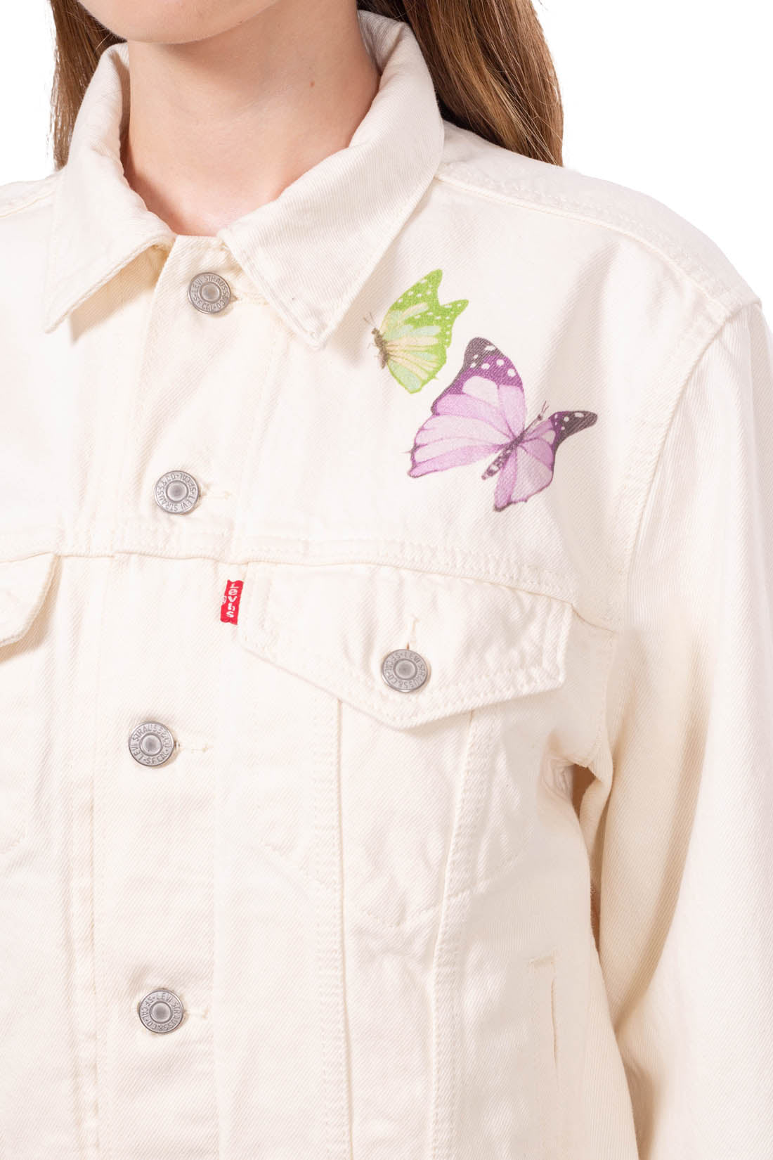 LEVI'S - Women's denim jacket with butterfly print  - Size-4