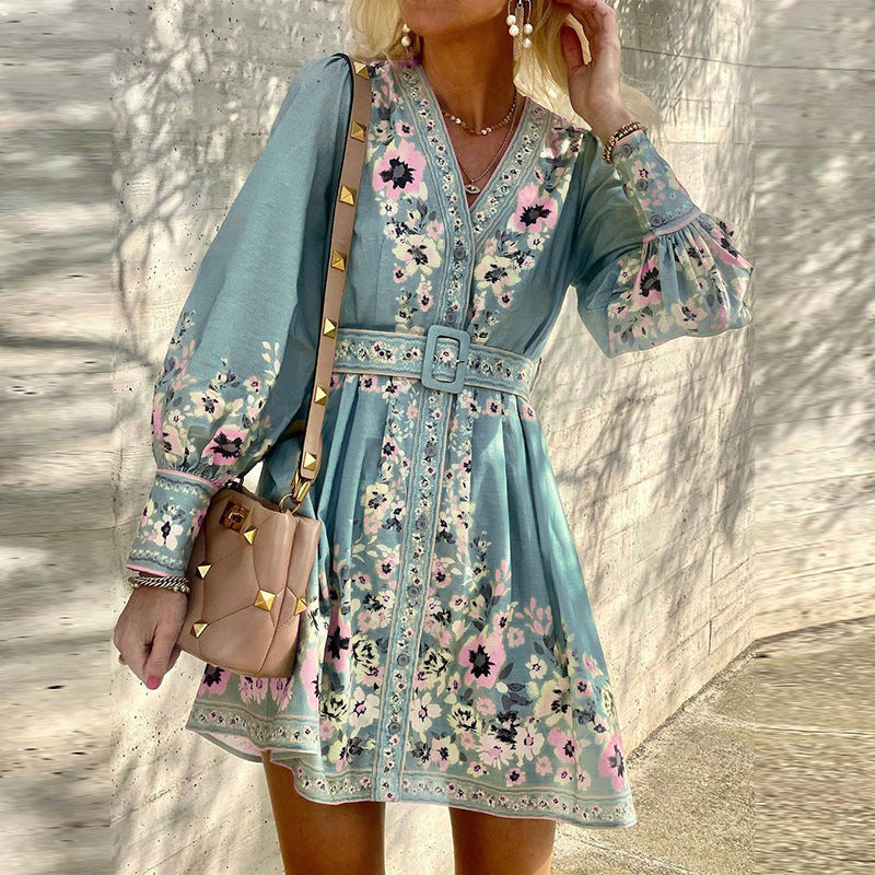 Ladies Fashion Loose Printed Boho Dress-4