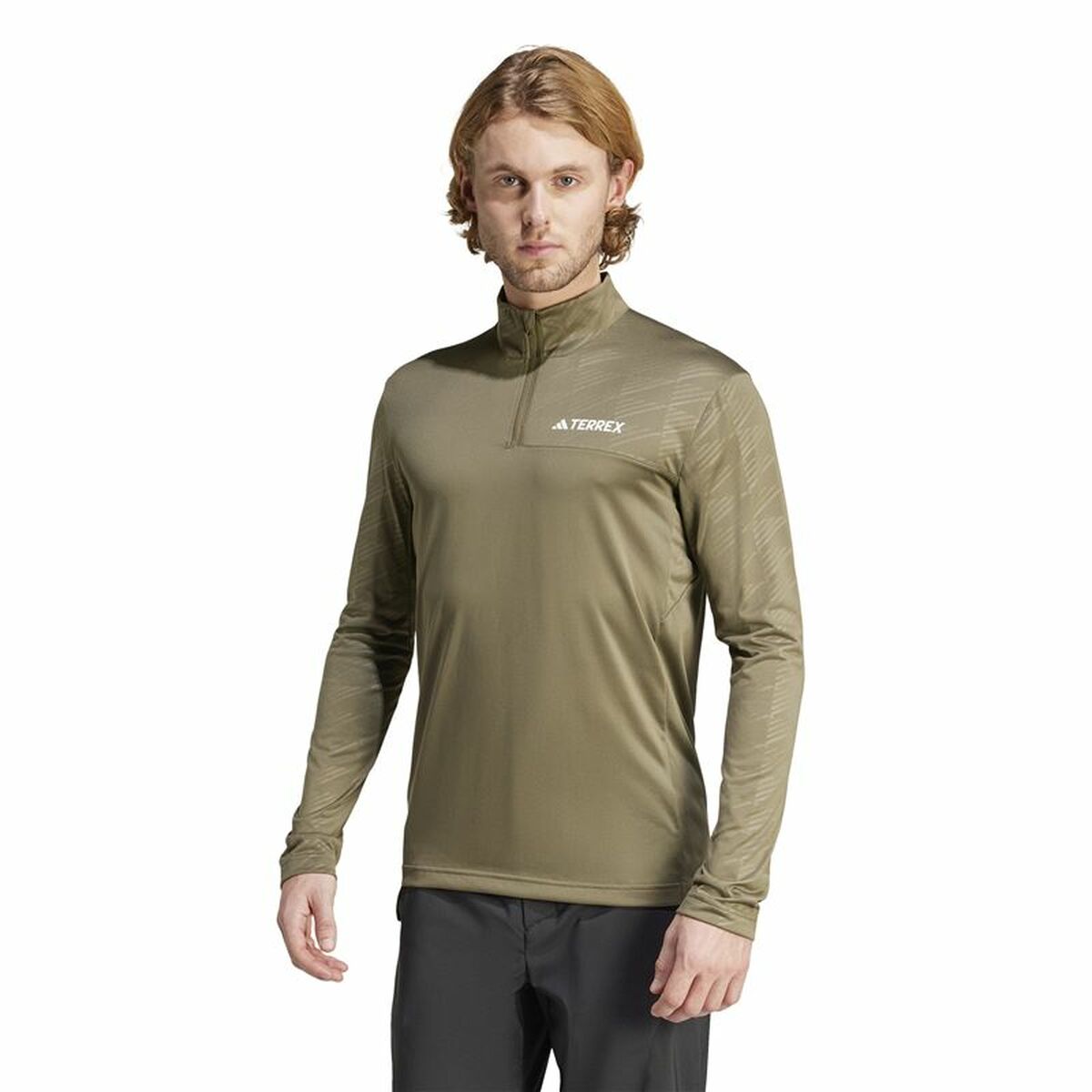 Adidas Mt Half Zi Ls brun sweatshirt til herrer