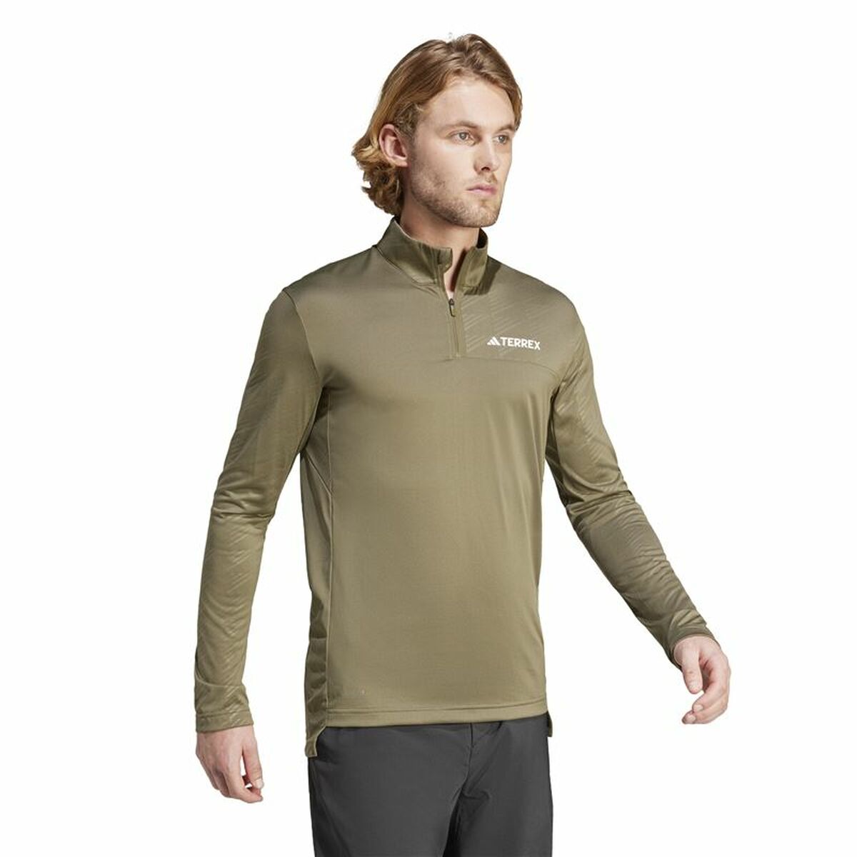 Adidas Mt Half Zi Ls brun sweatshirt til herrer