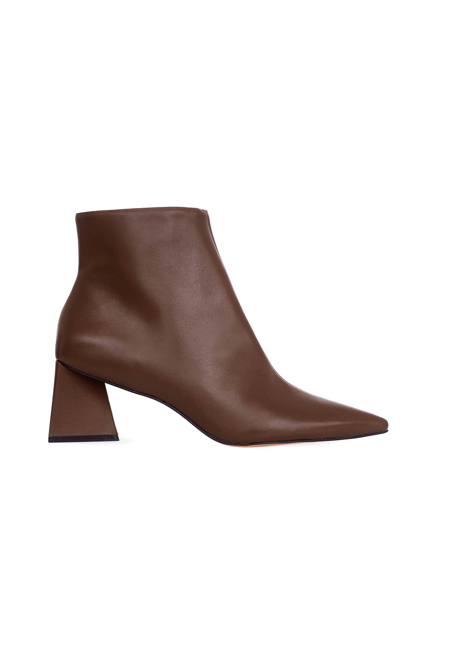 Mabea Brown Sheepskin Ankle Boots – 6.4cm Pointed Block Heel