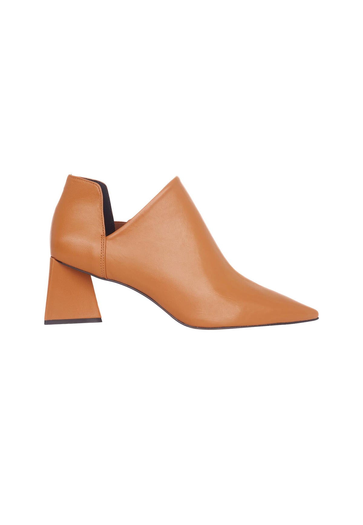 Maranta Caramel Sheepskin Ankle Boots – 6.3cm Pointed Block Heel