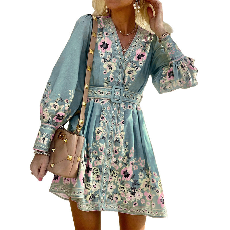 Ladies Fashion Loose Printed Boho Dress-1