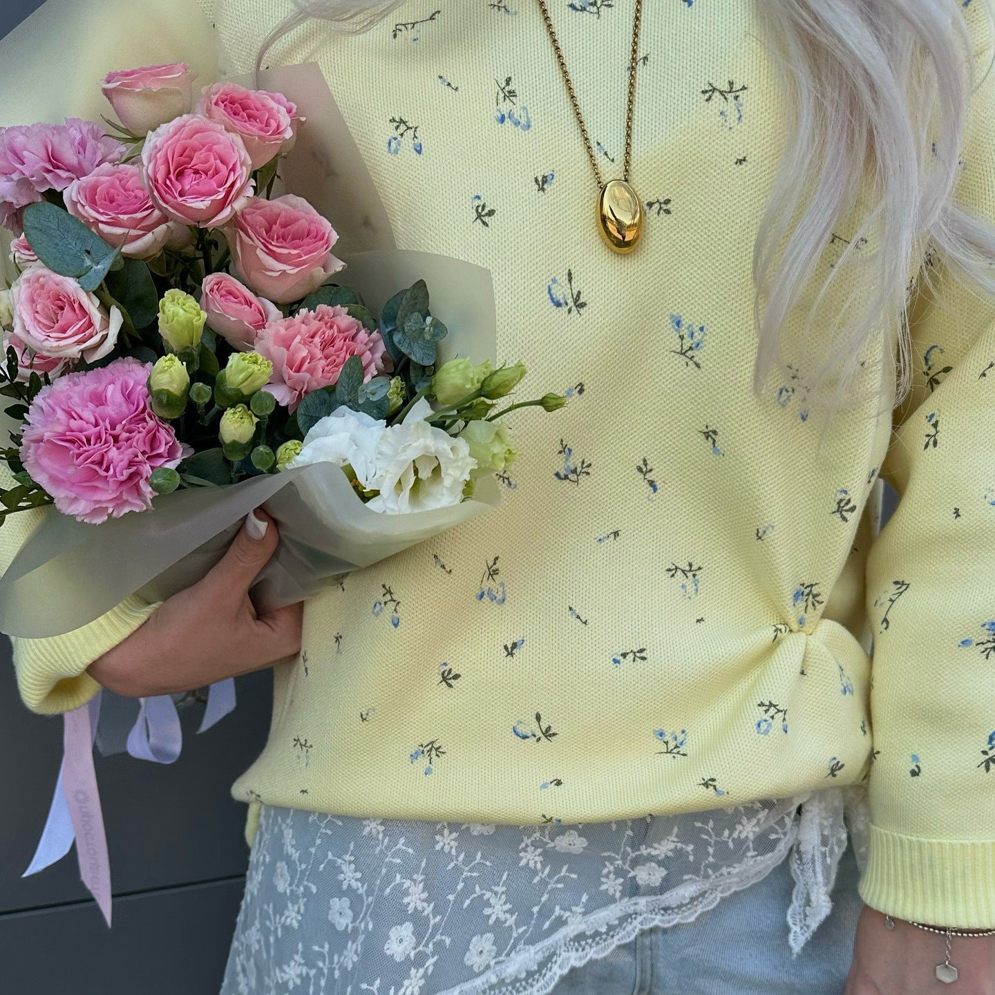 Womens European And American-style Chic Floral-print Crew-neck Pullover Sweater-3