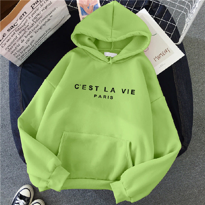 letter print new hooded sweater women's spring long-sleeved lazy style loose hooded top-2