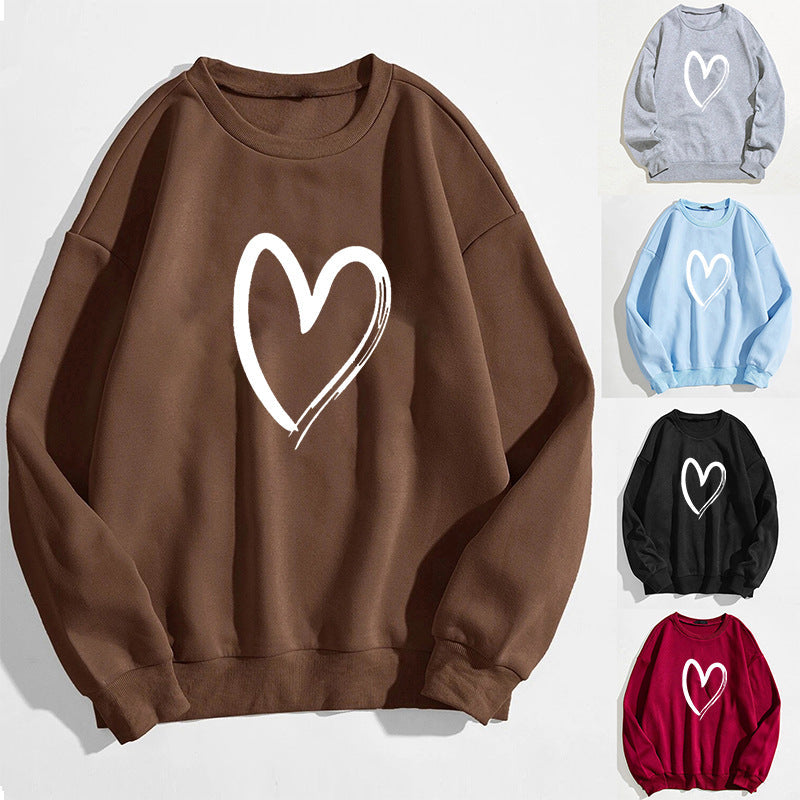 Printed Heart Trendy Sweater For Women-0