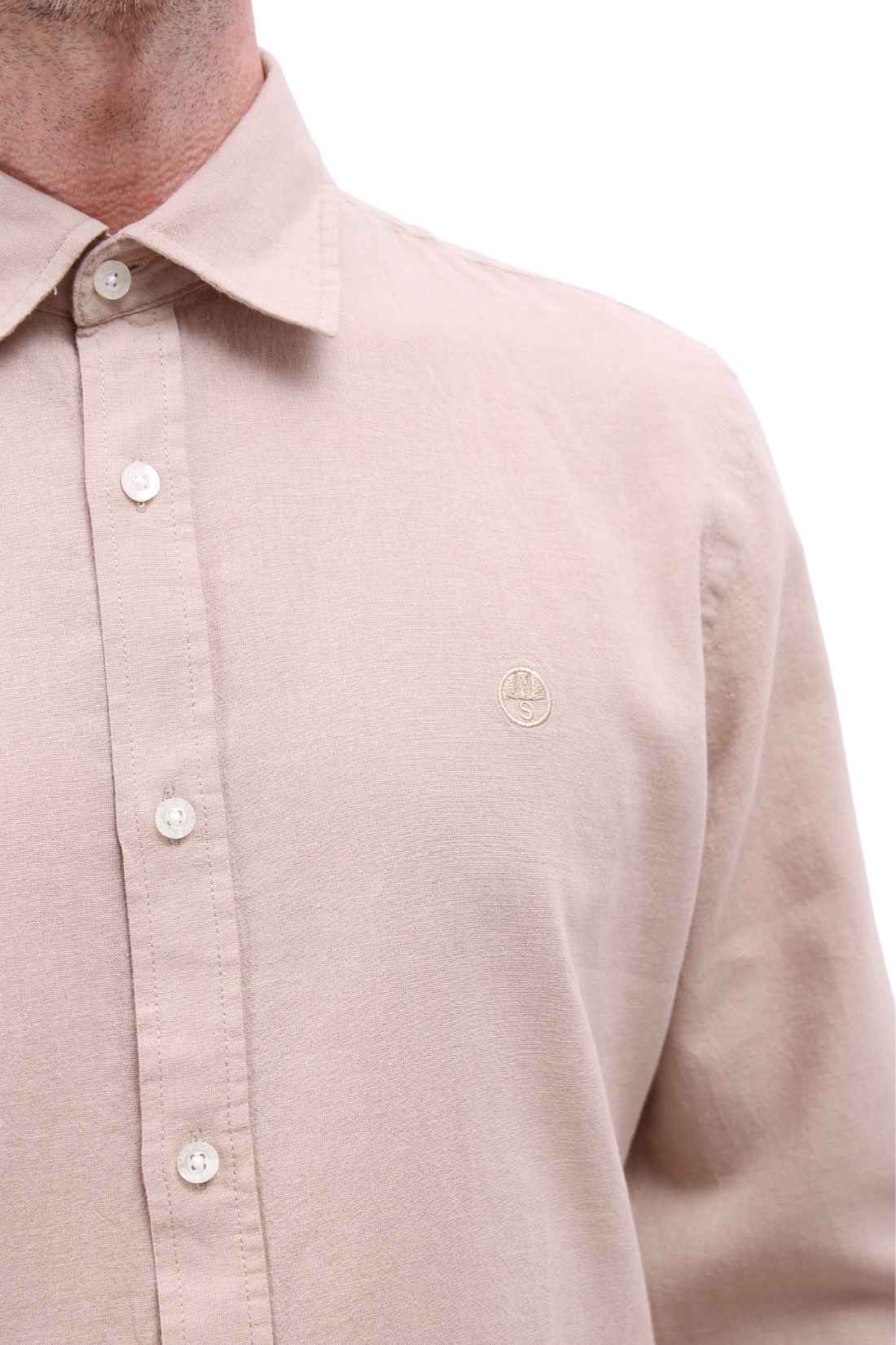 NORTH SAILS - Men's linen blend shirt with logo  - Size 4XL-7