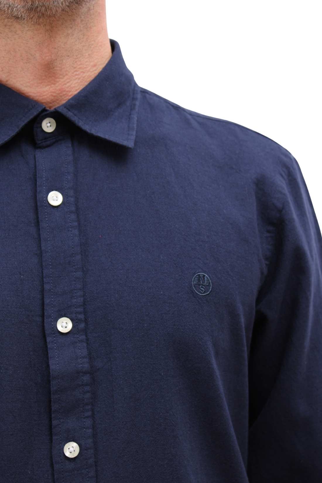NORTH SAILS - Men's linen blend shirt with logo  - Size 4XL-15