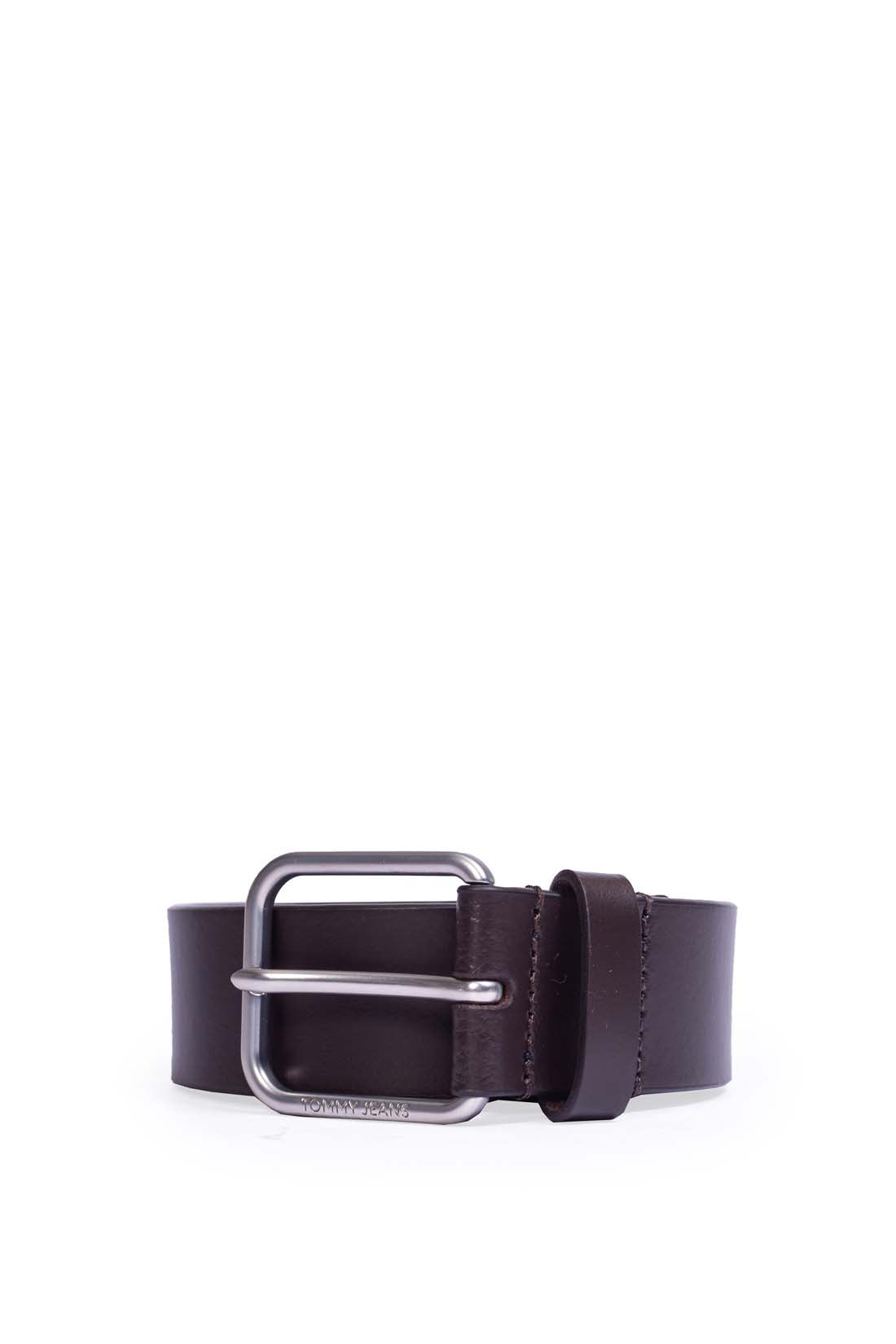 TOMMY JEANS - Men's leather belt with logo plaque-5