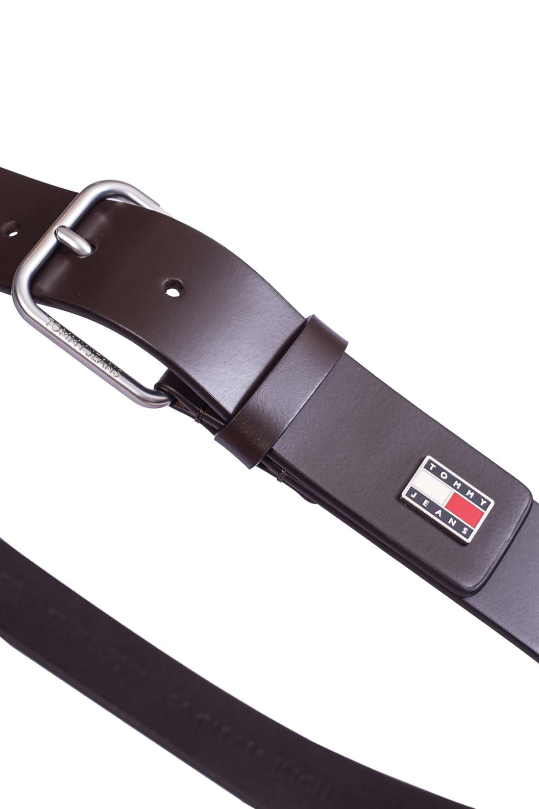 TOMMY JEANS - Men's leather belt with logo plaque-6